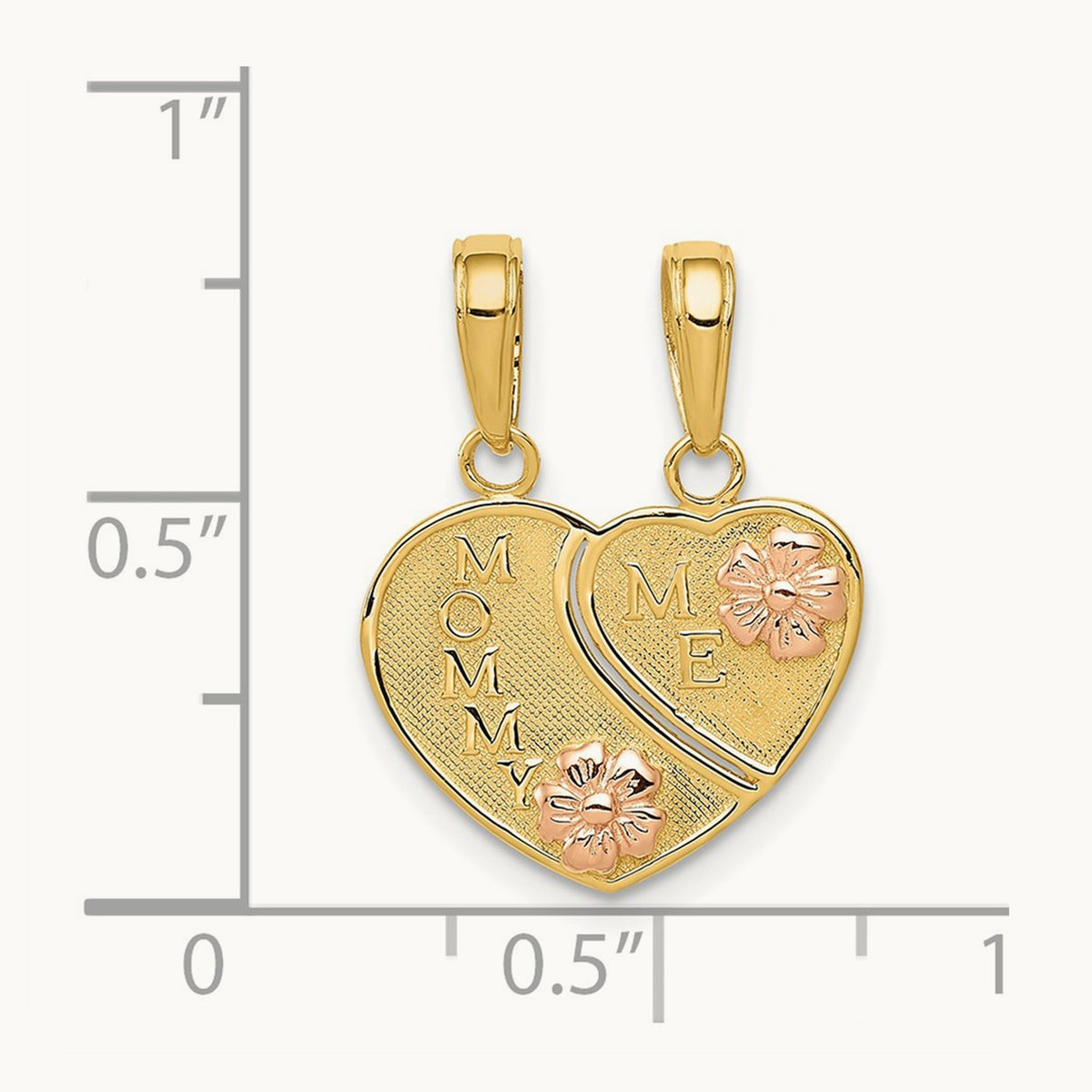 MOMMY-ME Break-apart Heart Pendant, 14K Two-tone