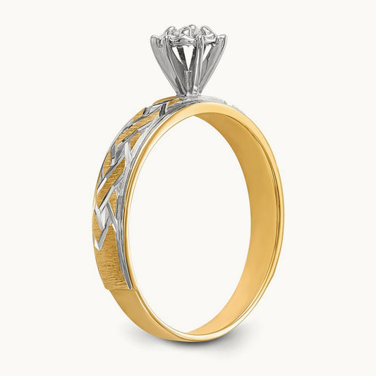 AA Quality Trio Complete Engagement Ring, 14K