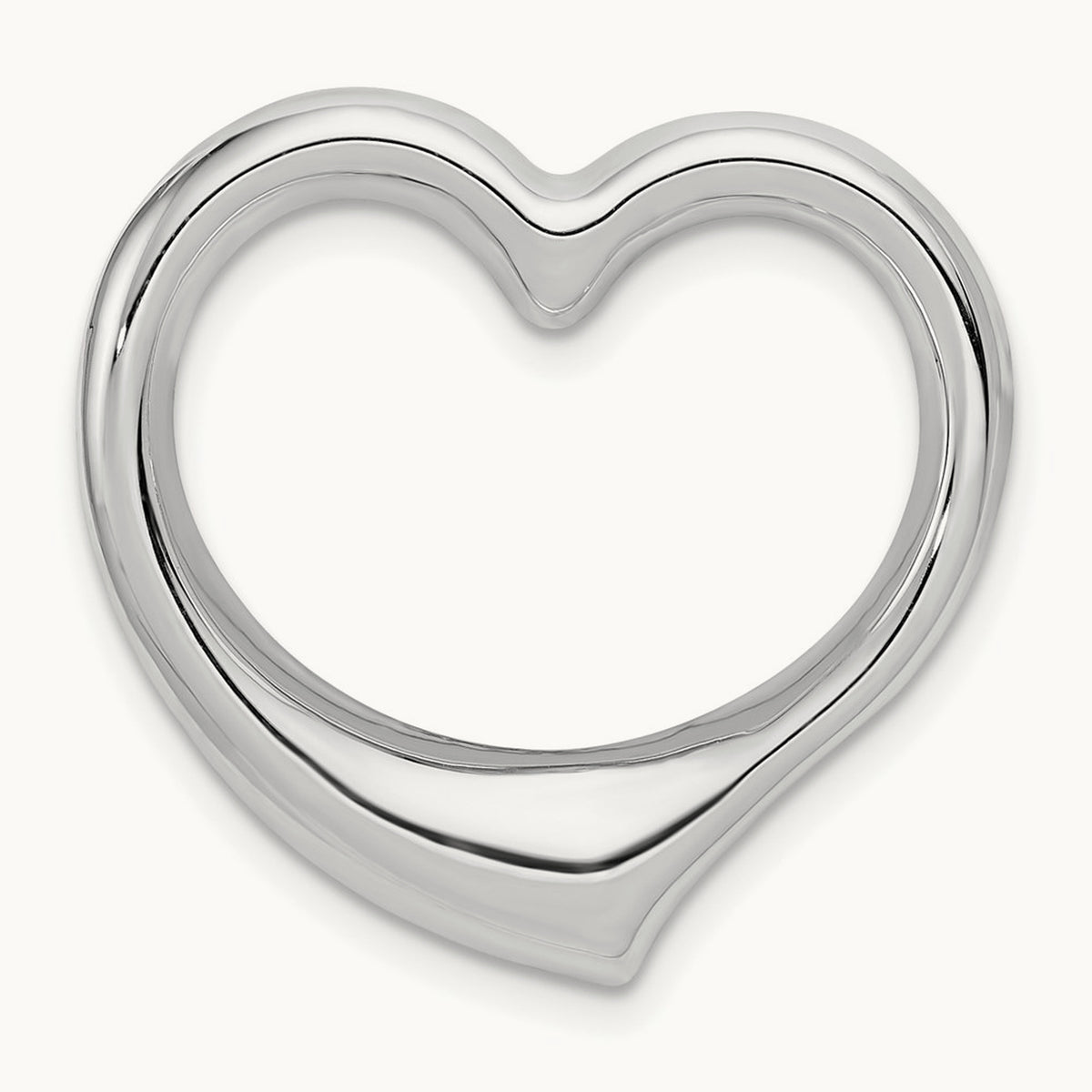 Heart Hollow Pendant Slide, 14K White Gold
