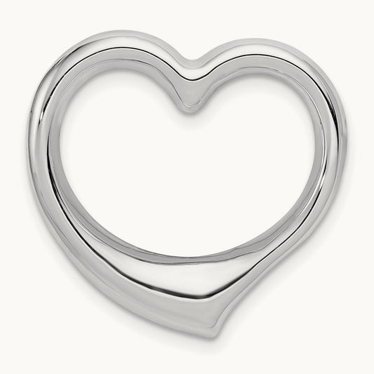 Heart Hollow Pendant Slide, 14K White Gold
