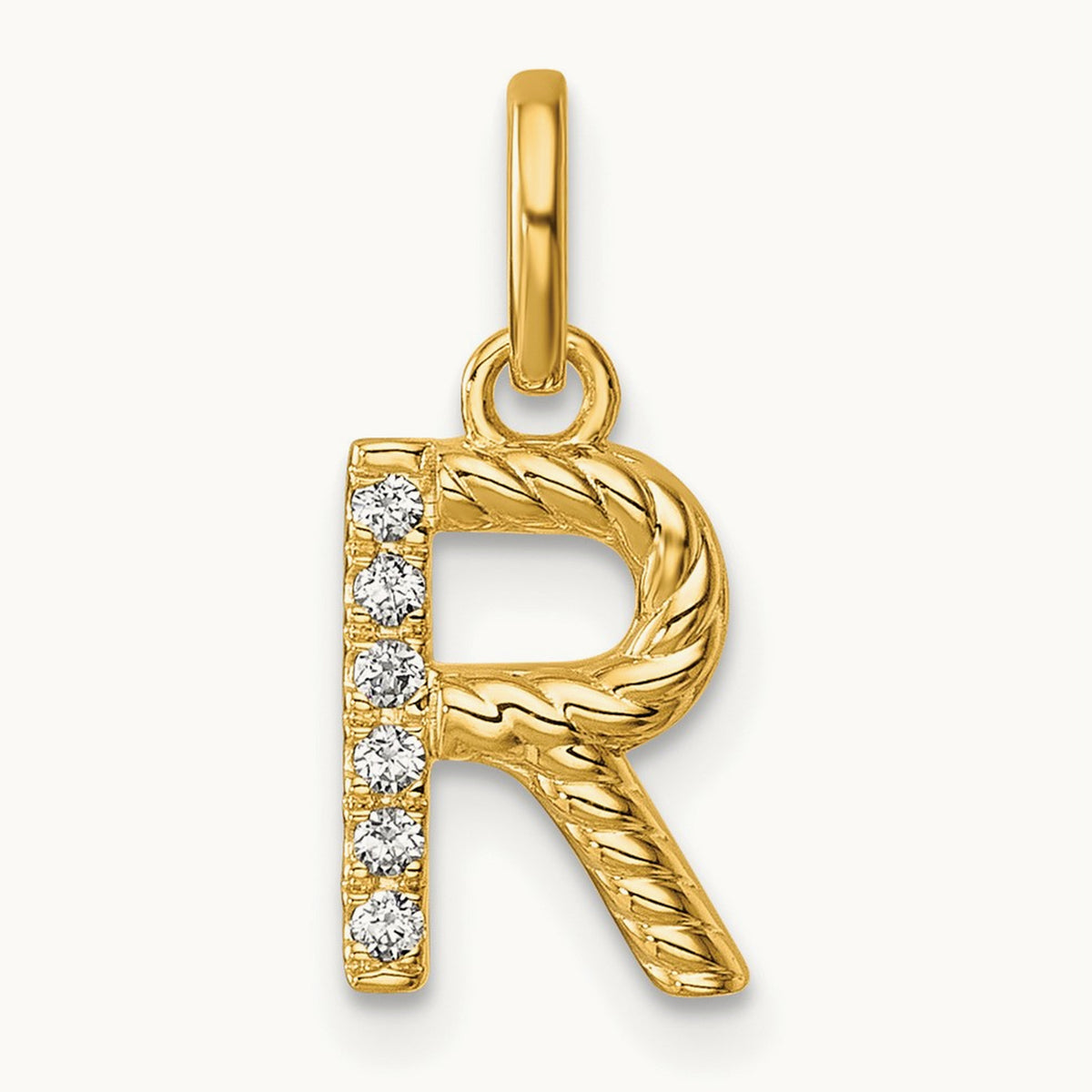 Twisted Diamond Charm — 14K Yellow Gold, R