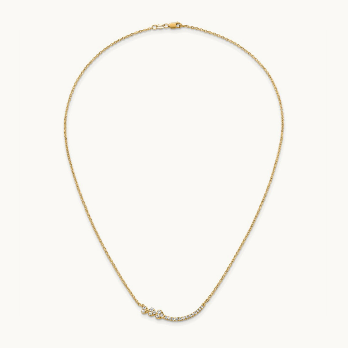 Fashion Hearts Bar Necklace, 0.25 ct tw Lab-Grown Diamond — 14K Yellow Gold