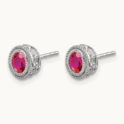 Ruby and Diamond Earrings, 14K White Gold