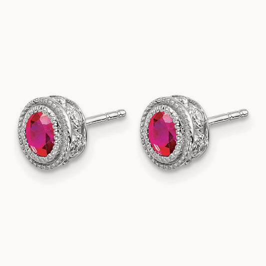 Ruby and Diamond Earrings, 14K White Gold