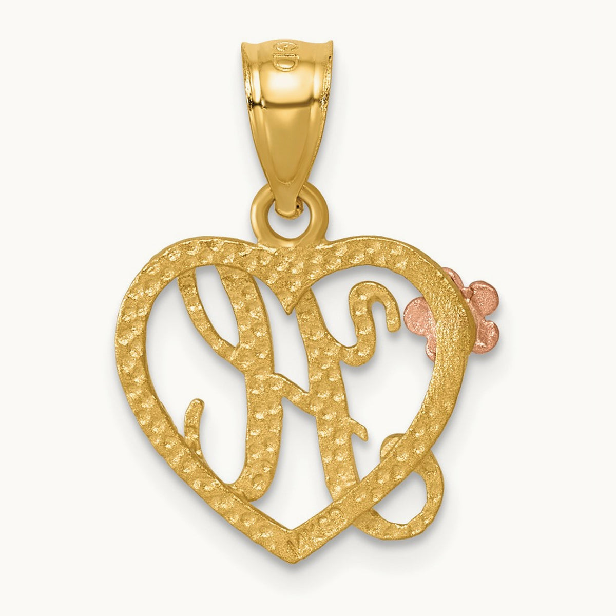 Heart Initial Pendant — 14K Two-Tone Gold, H