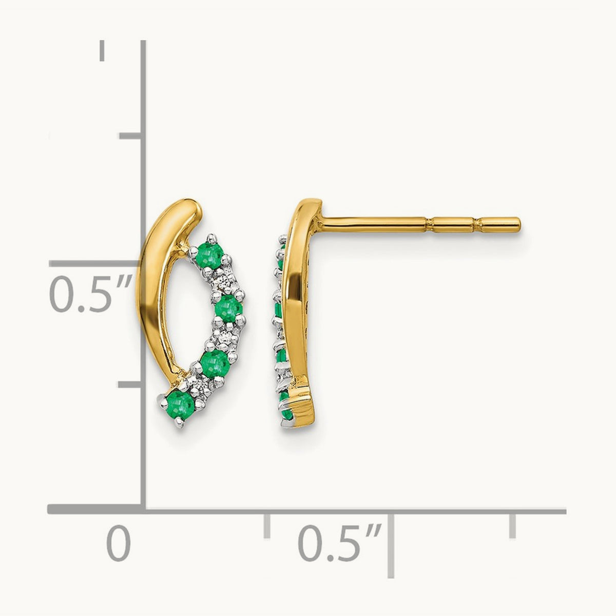 Diamond and Emerald Post Earrings — photo set