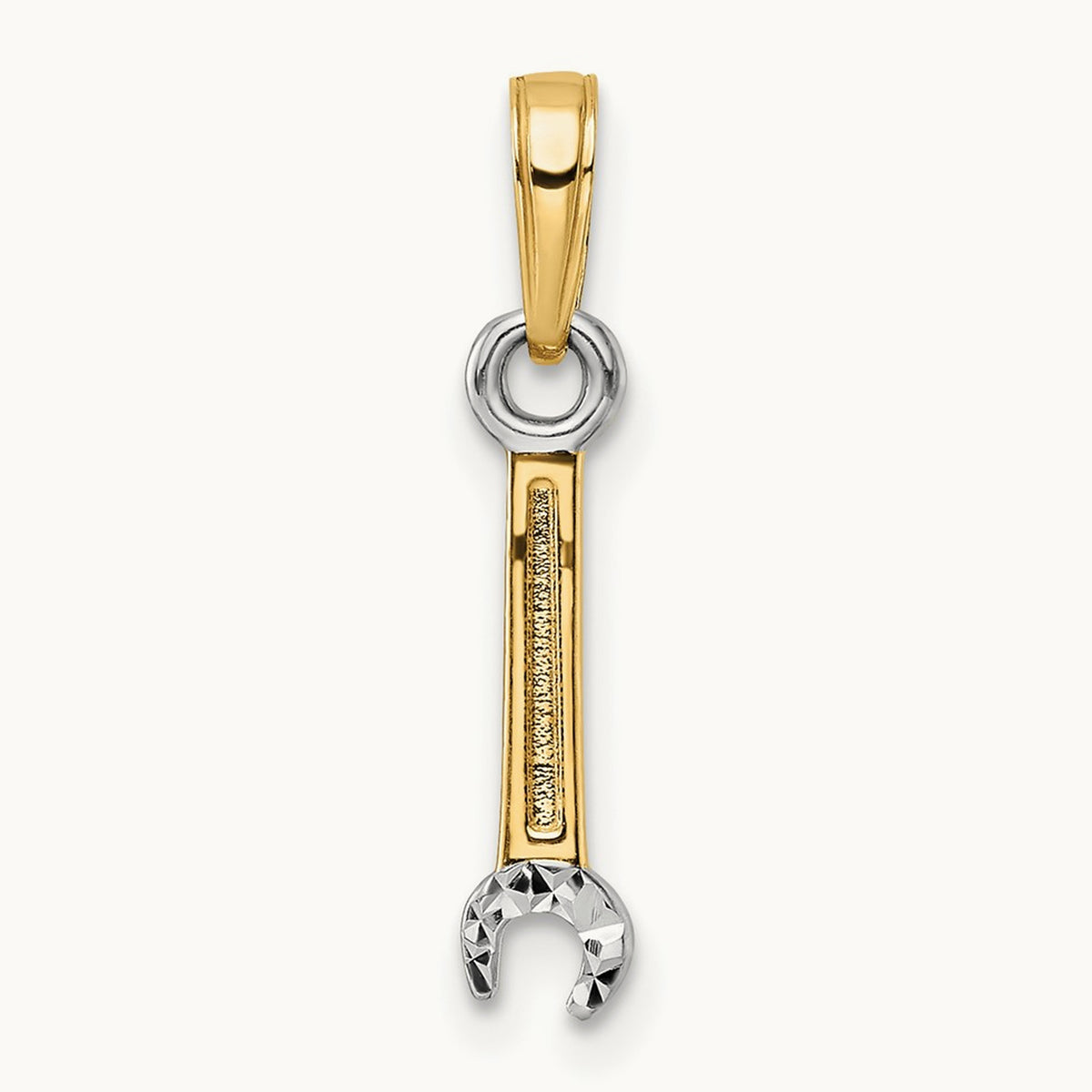 D/C Wrench Pendant, 14K with White Rhodium