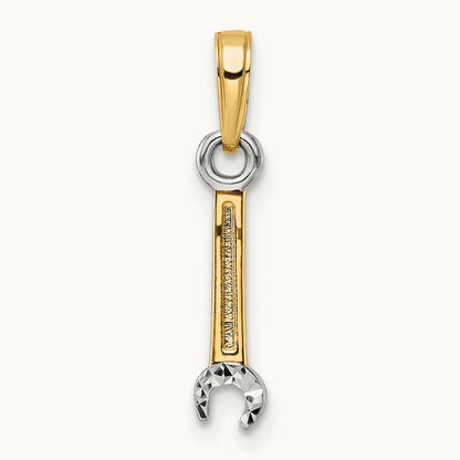 D/C Wrench Pendant, 14K with White Rhodium