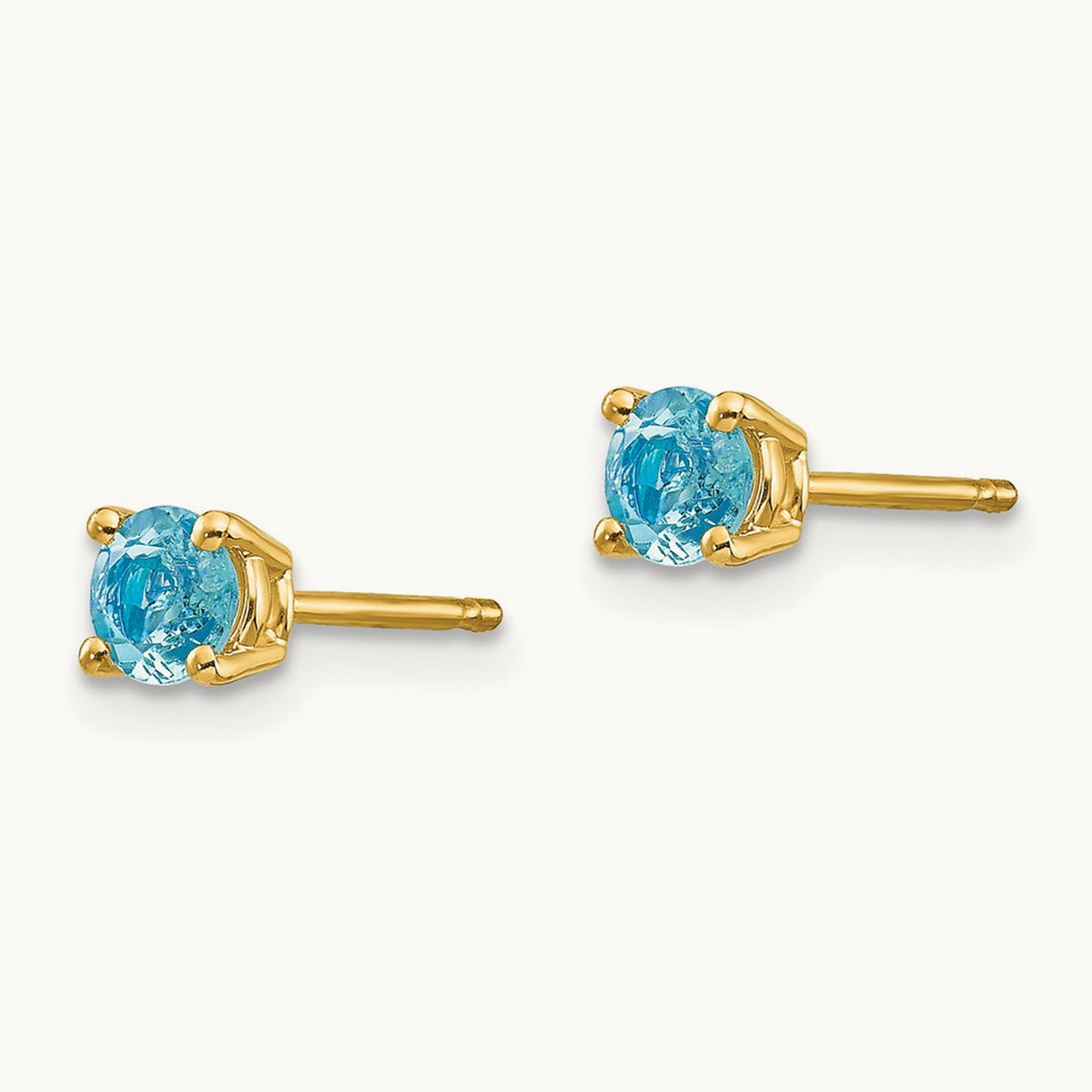 Aquamarine Post Earrings, 14K