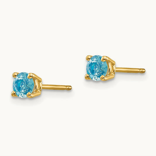 Aquamarine Post Earrings, 14K