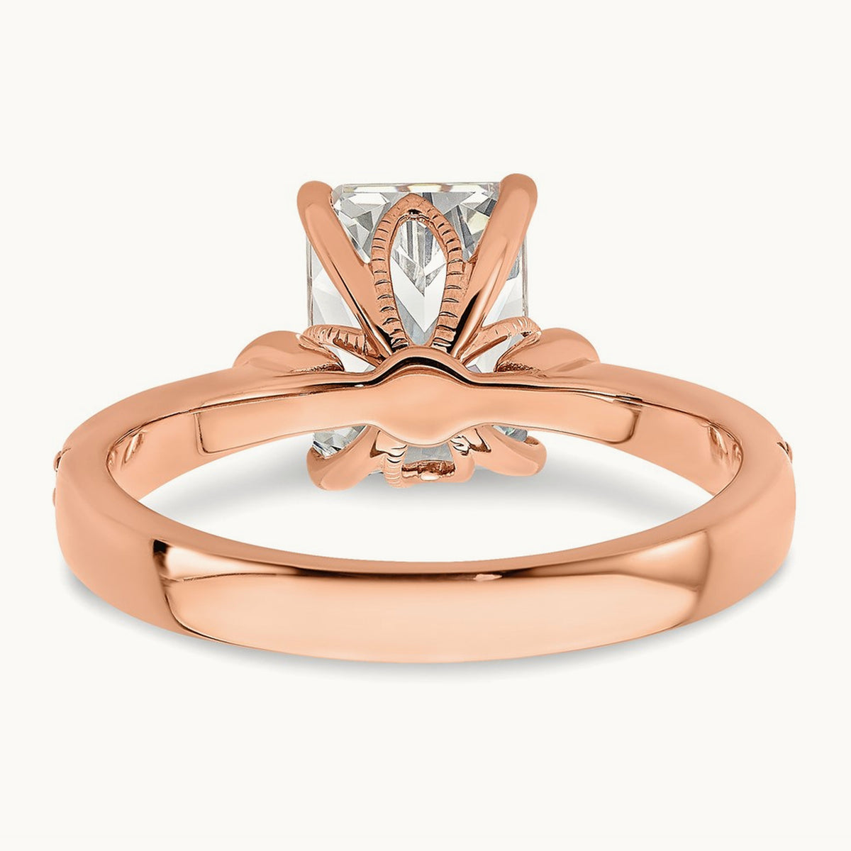 2ct Emerald Semi-Mount Engagement Dia Ring, 14K Rose Gold