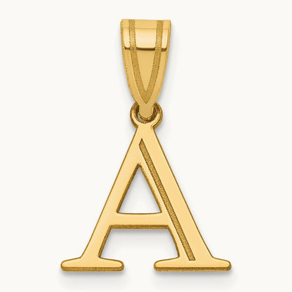 Polished Etched Letter A Initial Pendant, 14K