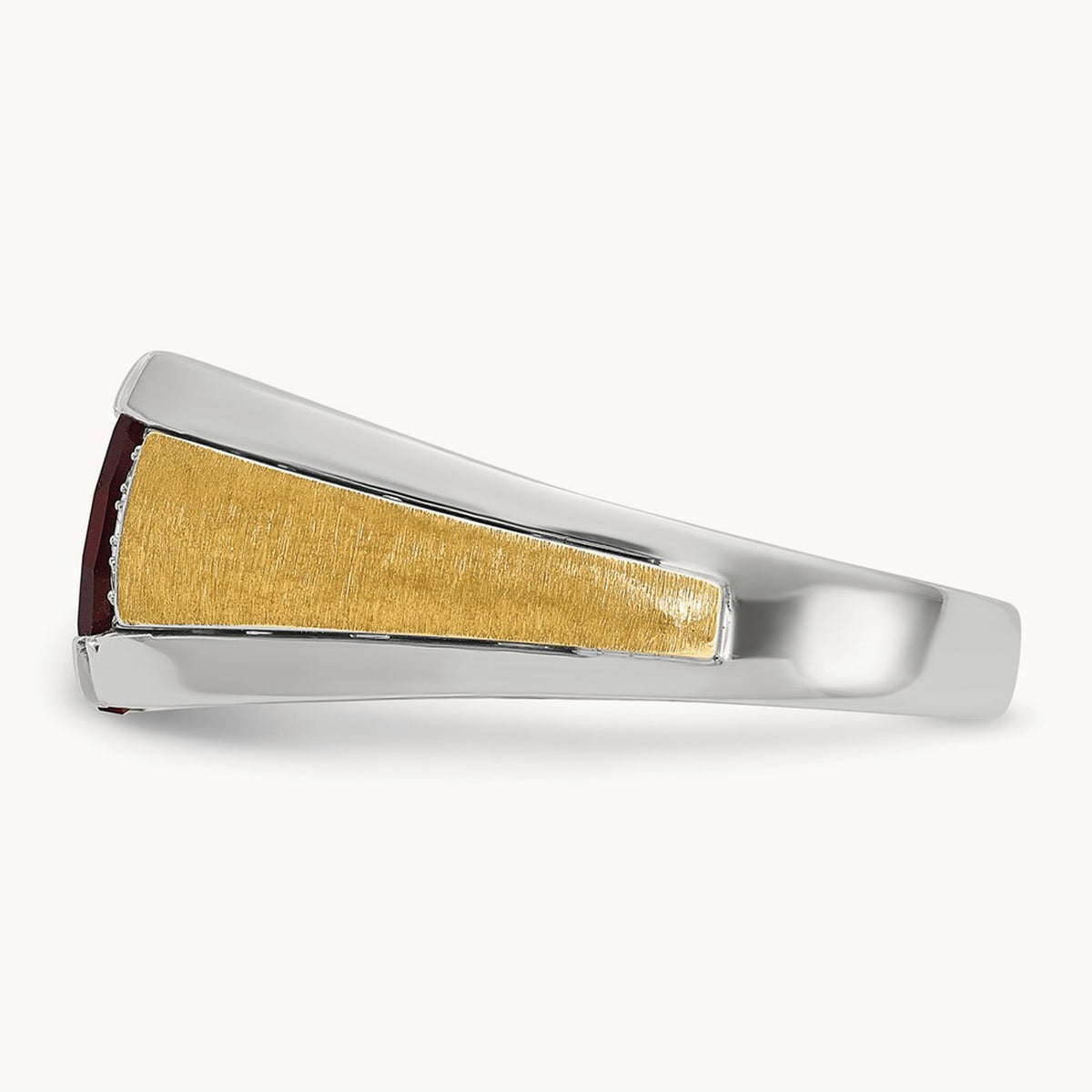 IBGoodman Men's Satin Cr.Ruby/Diamond Complete Ring, 14K Two-tone