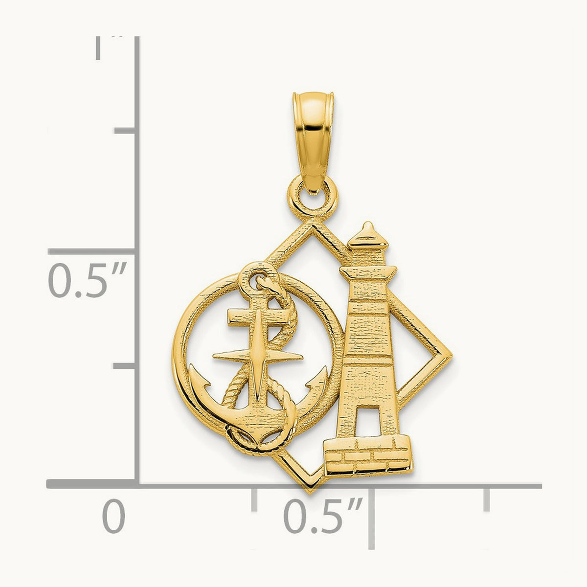 Lighthouse and Anchor Charm, 14K Yellow Gold