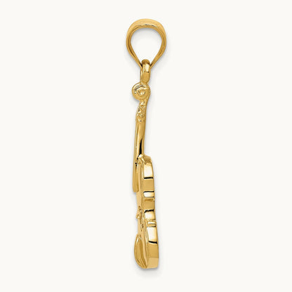 2D Violin Charm, 14K