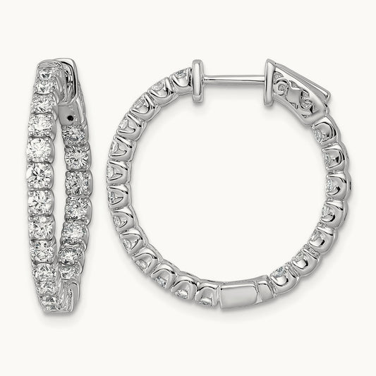 In/Out Safety Clasp Hoop Earrings, 2.00 ct tw Lab-Grown Diamond