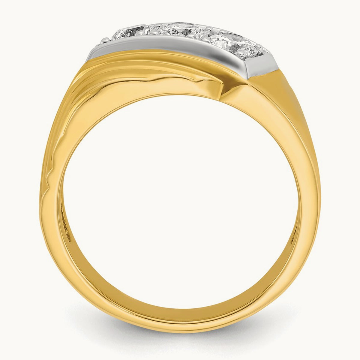 w/ RH IBGoodman Men's Polished & Grooved Diamond Ring — photo set