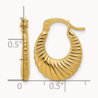 Polished and Grooved Hoop Earrings — Leslie's — 14mm
