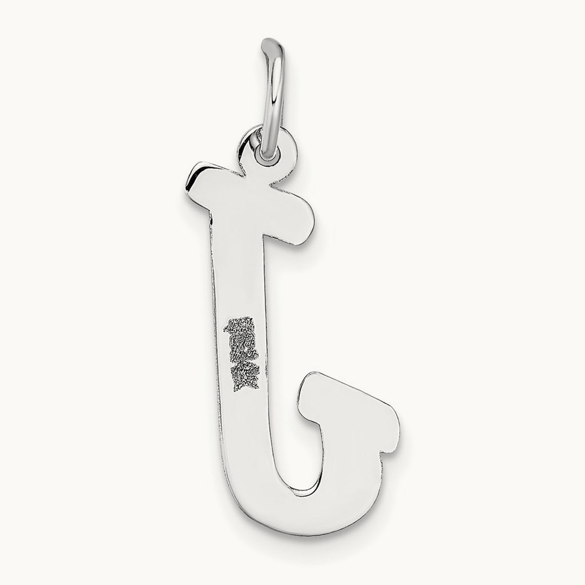 Large Script Initial Charm — 14K White Gold, J