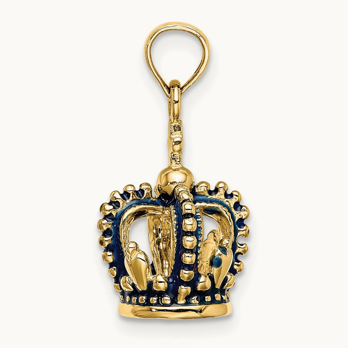 3-D Blue Enamel Crown Charm — 20.1mm