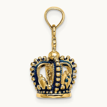 3-D Blue Enamel Crown Charm — 20.1mm