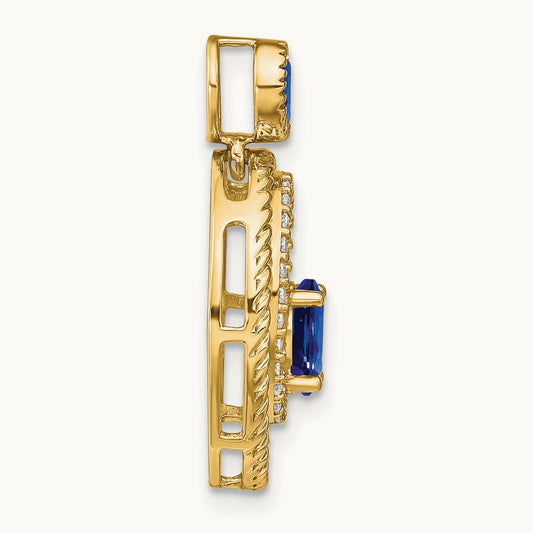 Sapphire and Diamond Oval Pendant, 14K