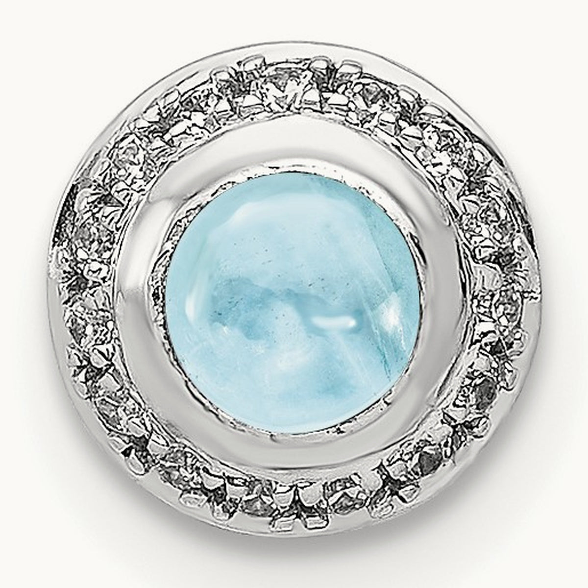 Diamond and Cabochon .47 Aquamarine Chain Slide, 14K White Gold