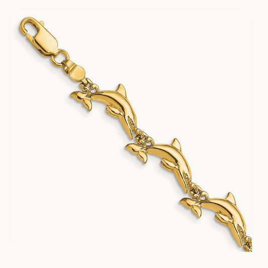 Polished Dolphin Bracelet, 14K