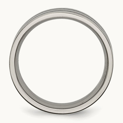 Brushed Black Enamel Grooved Flat Band — photo set