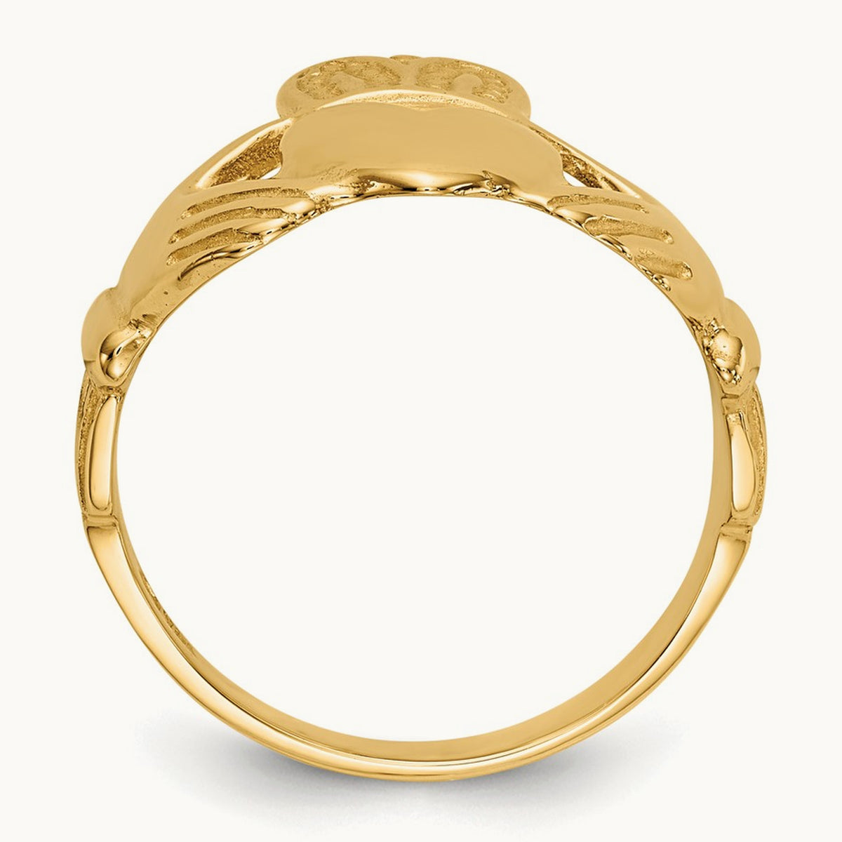 Polished Ladies Claddagh Ring, 14K