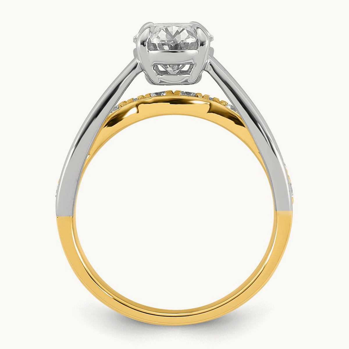14ktt Certified Oval Center Lab Grown Diamond VS+ F+ Ring