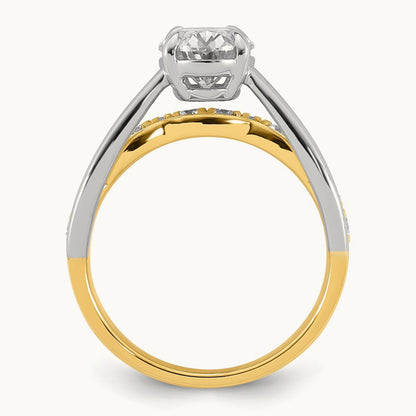 14ktt Certified Oval Center Lab Grown Diamond VS+ F+ Ring
