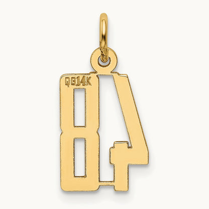 Small Elongated Number 48 Charm, 14K