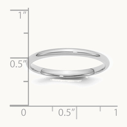 Sterling Silver Rhodium-plated 2mm Comfort Fit Band