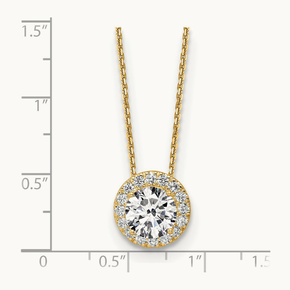 Halo Pendant Necklace, 2.50 ct tw Lab-Grown Diamond — 14K Yellow Gold