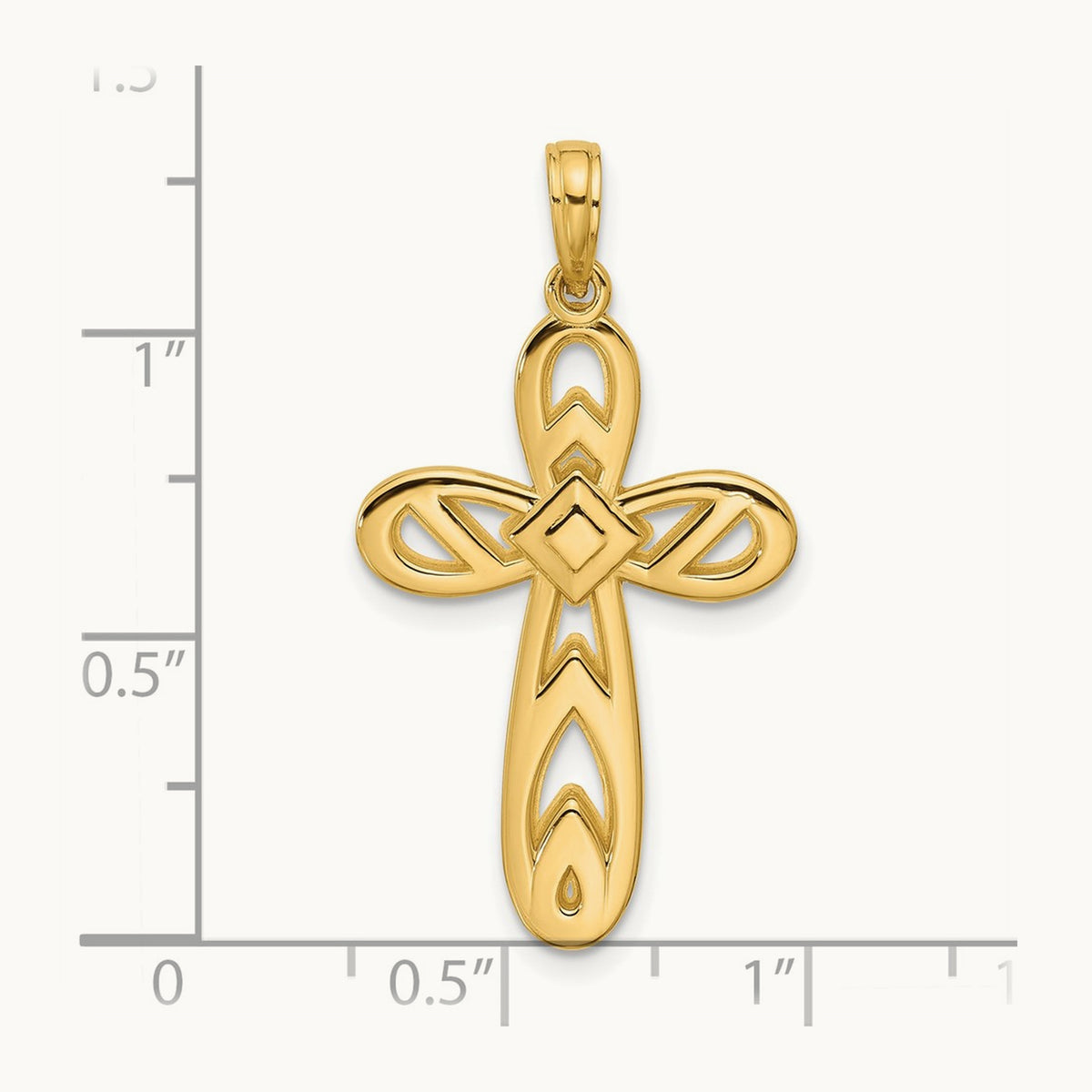Polished Rounded Cross Pendant — 14K Yellow Gold