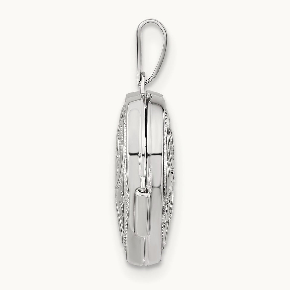 Reversible Swirl Design Heart Locket — 14K White Gold