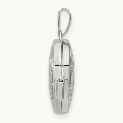Reversible Swirl Design Heart Locket — 14K White Gold