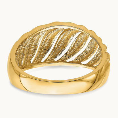 Open Slash Diamond-cut Dome Ring, 14K