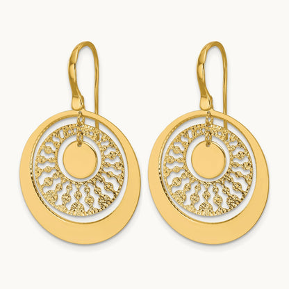 Polished and Diamond-cut Circles Dangle Earrings, 14K — Leslie's