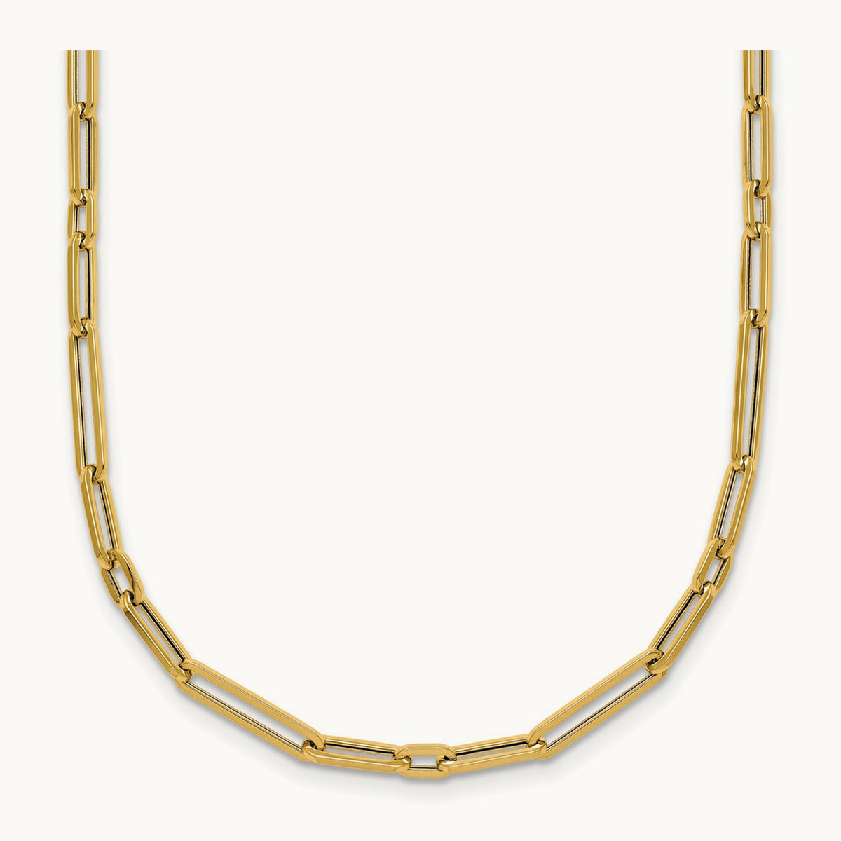 Polished 17in Paperclip Link Necklace, 14K