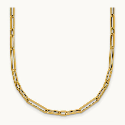 Polished 17in Paperclip Link Necklace, 14K