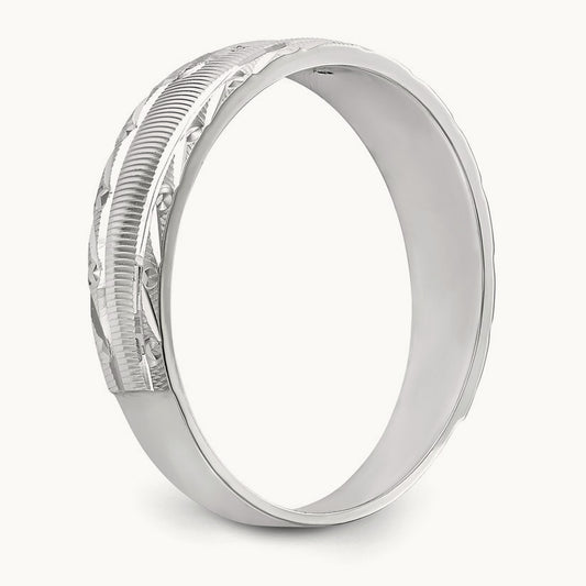AA Quality Trio Mens Complete Wedding Band, 14K White Gold