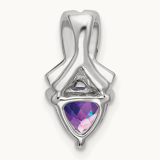 Trillion Amethyst and Diamond Pendant — 14K White Gold