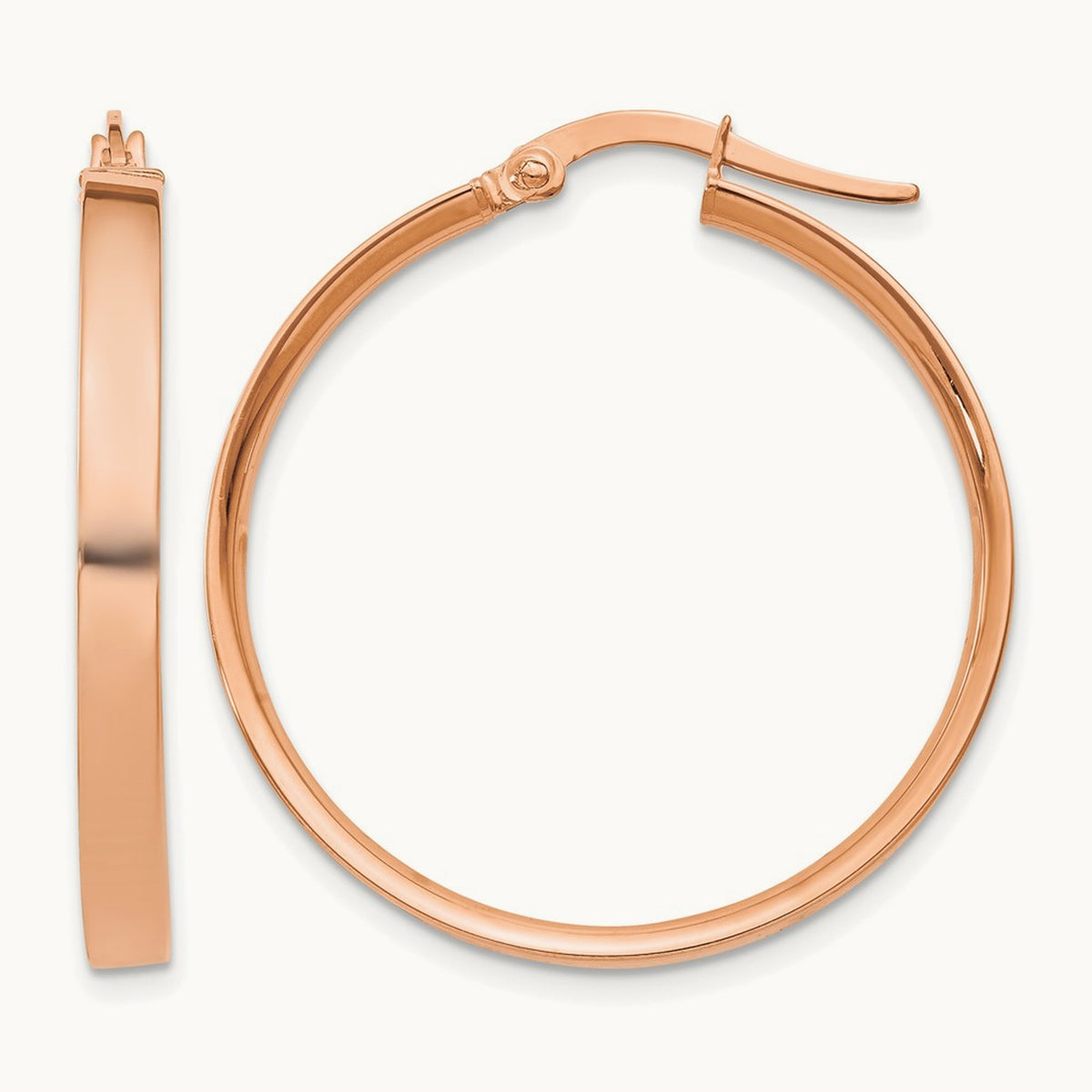 Large Hoop Earrings — 14K Rose Gold, 3mm