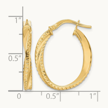 Polished Twisted Oval Hoop Earrings — 19mm