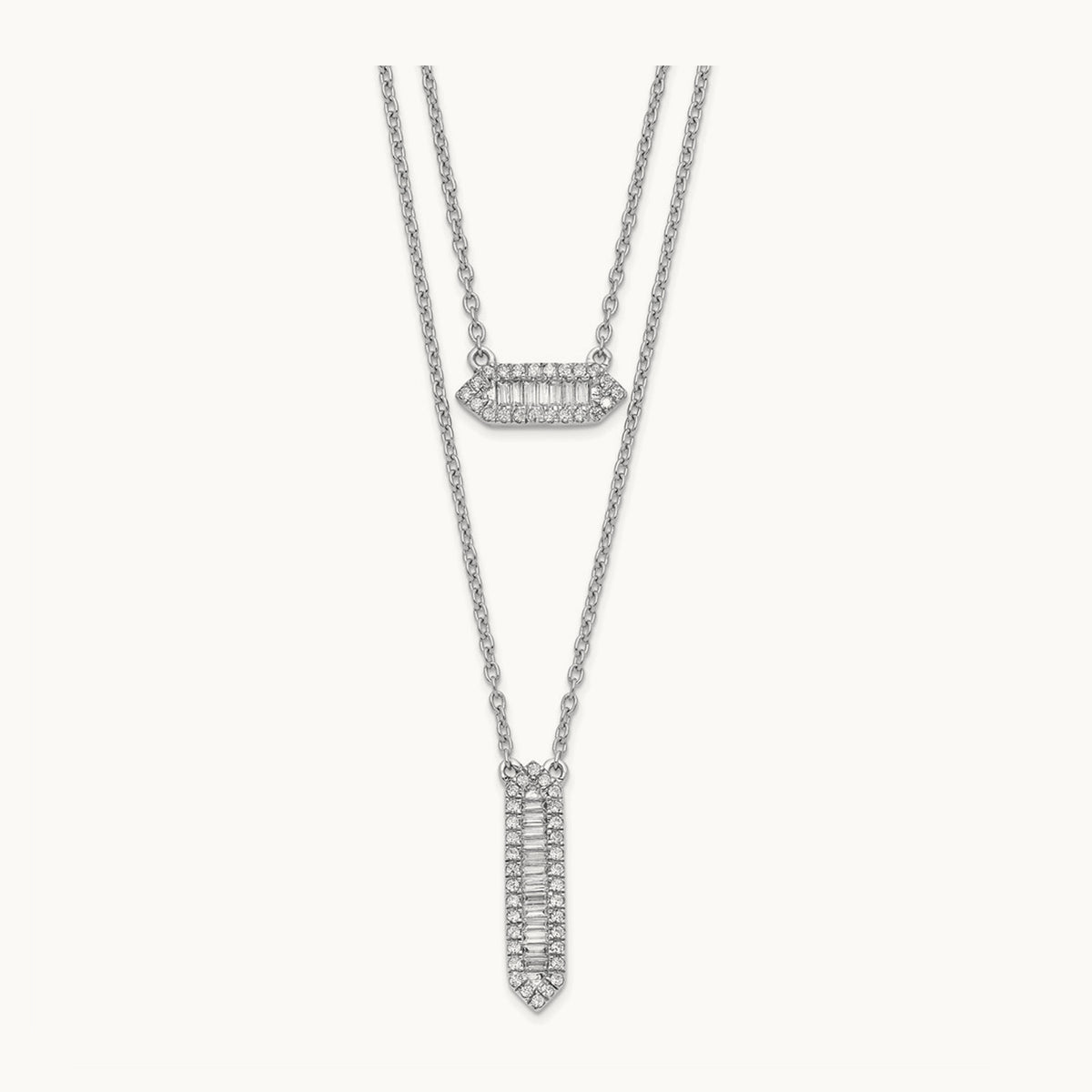 Double Strand 18in Necklace, 14K White Gold