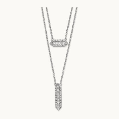 Double Strand 18in Necklace, 14K White Gold