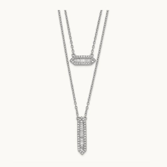 Double Strand 18in Necklace, 14K White Gold