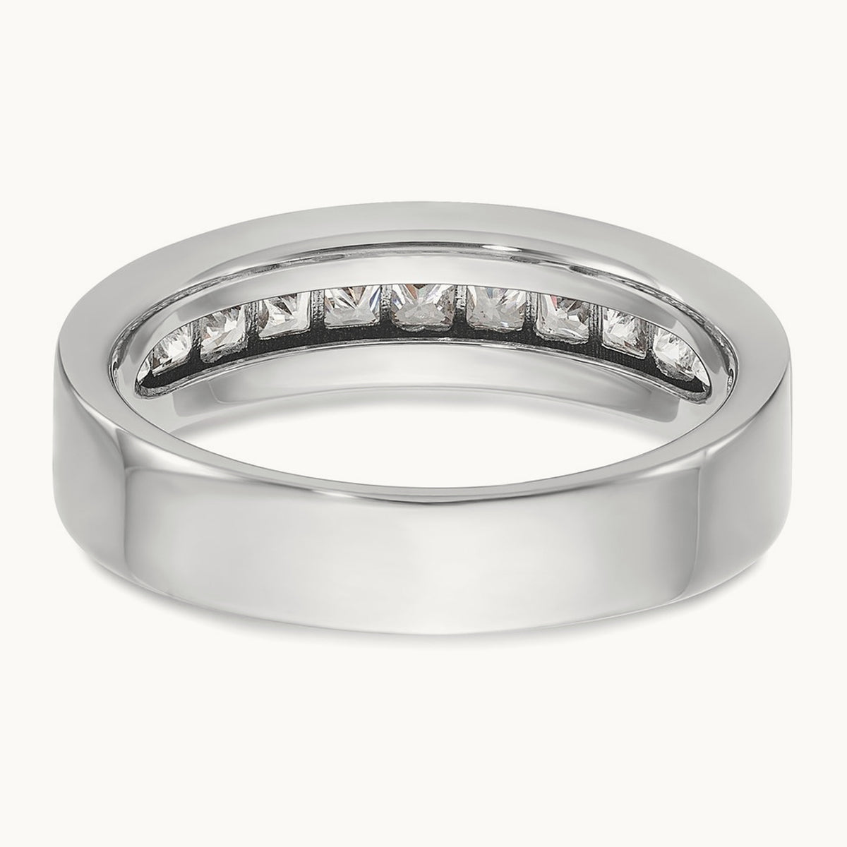 IBGoodman Men's Polished Square 11-Stone Diamond Ring, 14K White Gold